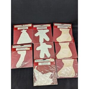 VTG Christmas Battenburg Lace Ornaments 8 Mixed Shapes NEW Sealed 5" White/Ecru